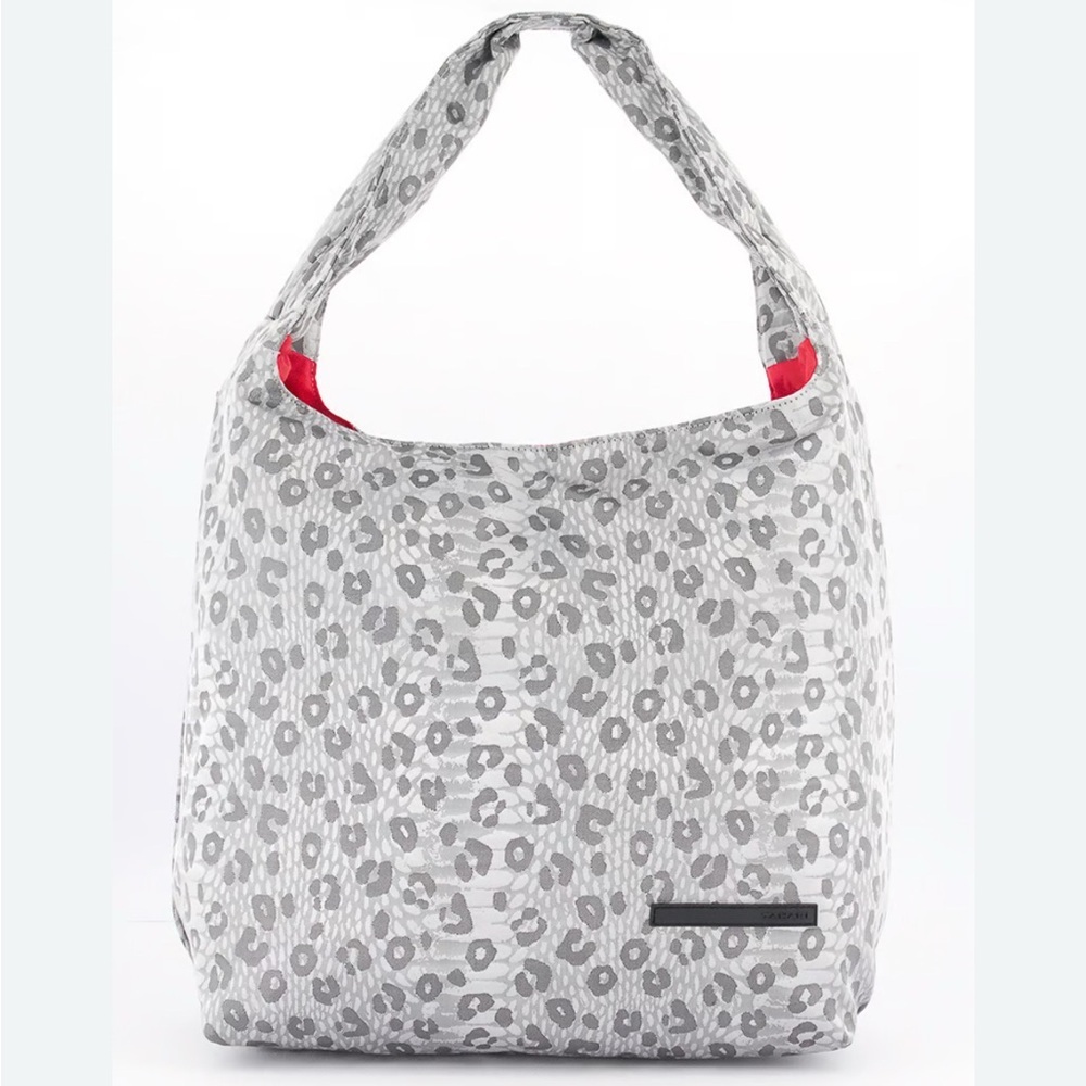 Tahari Hobo Pewter Leopard Tote Bag New With Tags Red Interior Padded Strap